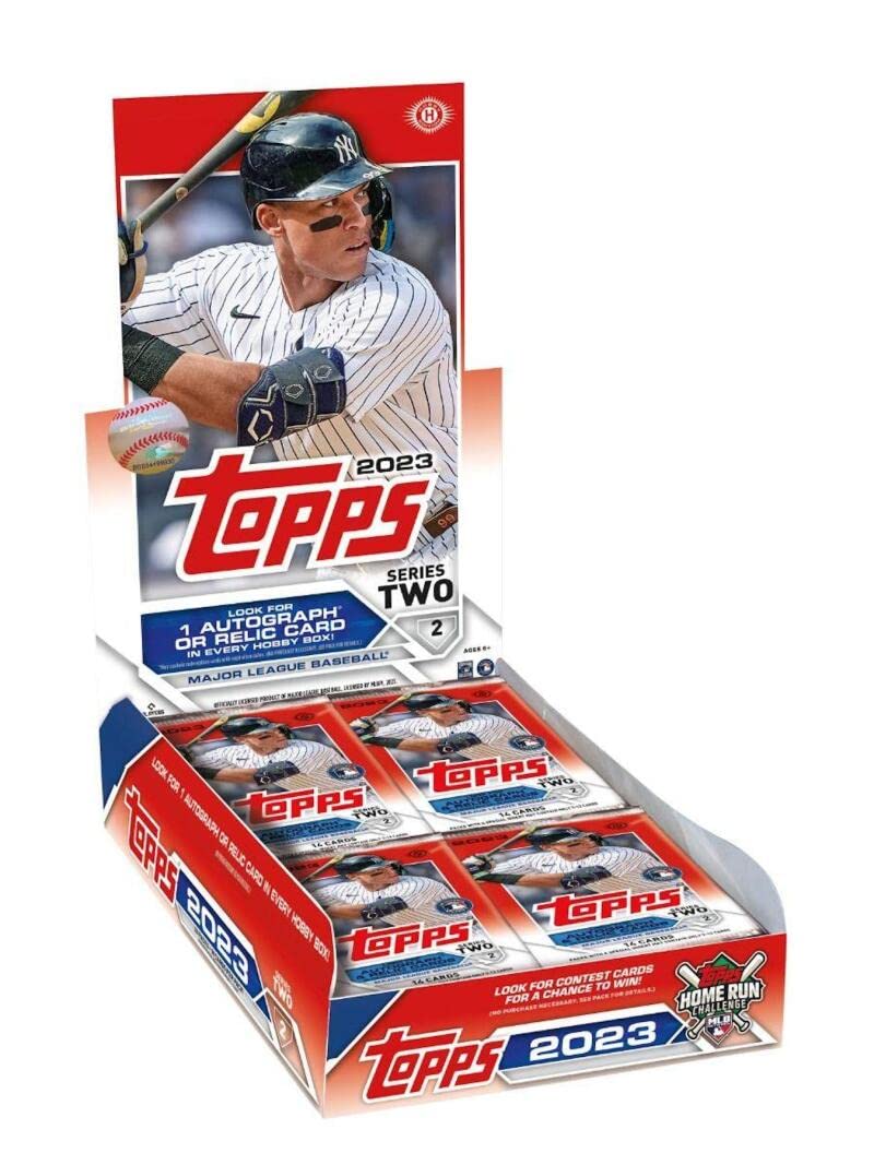 2023 Topps Series 2 Baseball Hobby Box - 24 Packs (14 Cards Each) with 1 Autograph or Relic Card + 1 Silver Pack | MLB Trading Cards Collection for Collectors & Fantasy Baseball Fans