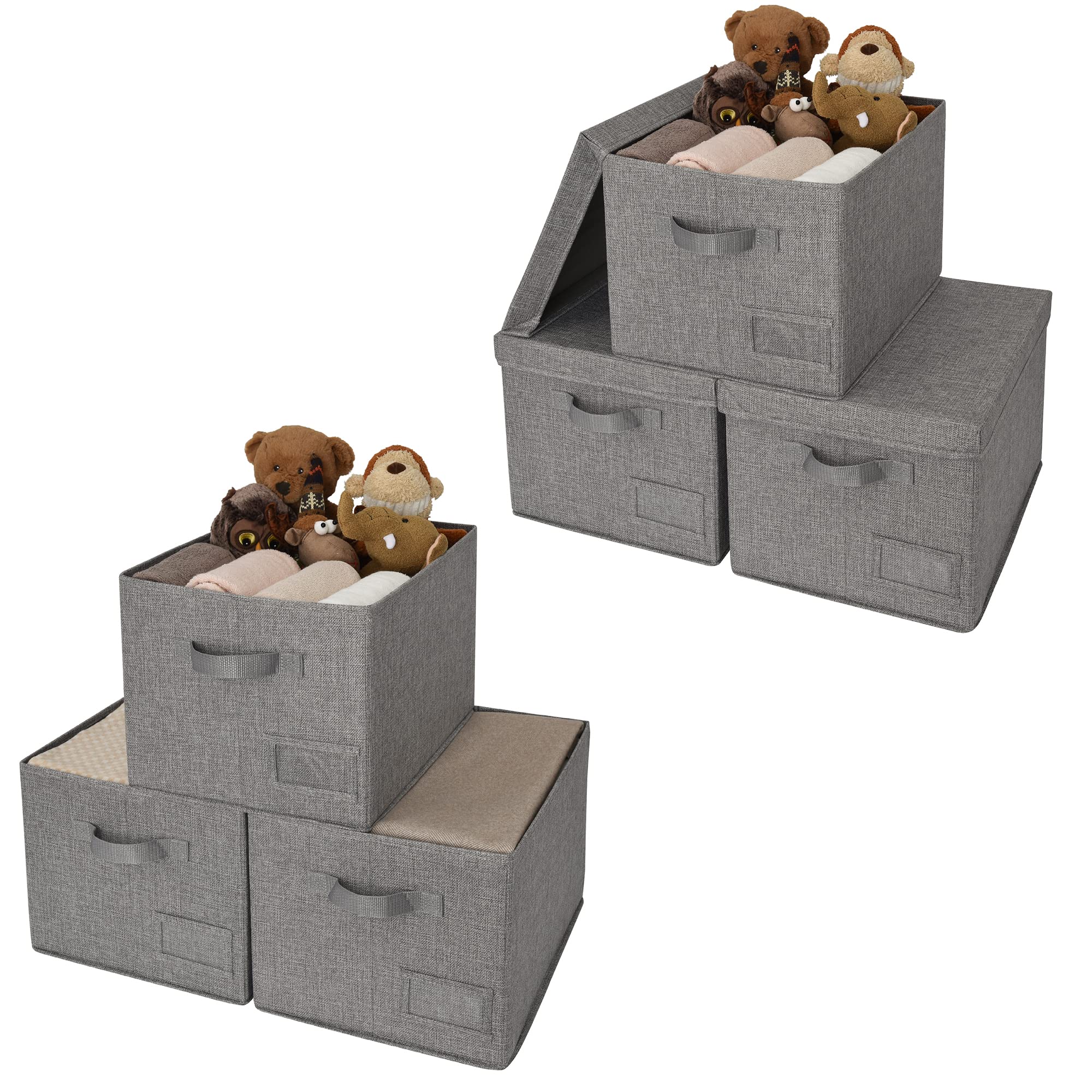 GRANNY SAYS 3-Pack Decorative Storage Containers & 3-Pack Clothing Storage Bins with Lids - Organize Closet, Bedroom, Nursery & Office Supplies