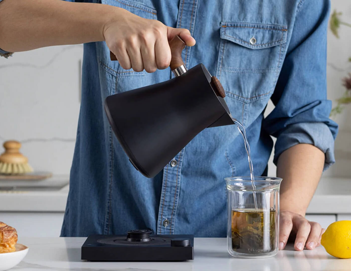 Premium Corvo EKG Electric Kettle - Fast Boiling, Matte Black with Walnut Handle - Perfect for Coffee, Tea & Home Brewing - Ideal for Kitchen, Office & Dorm Use
