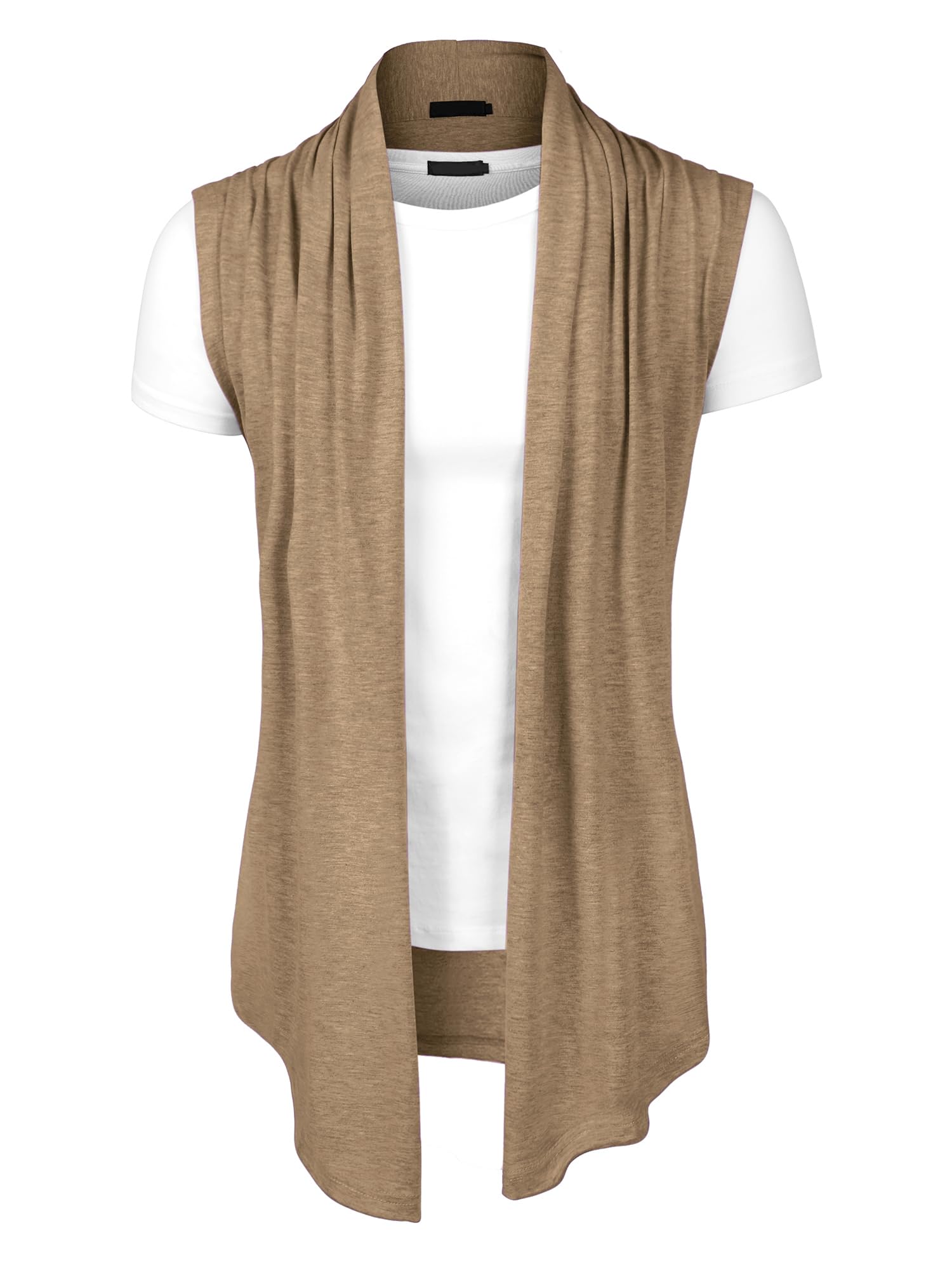 Stylish Men's Ruffle Shawl Collar Lightweight Vest - Sleeveless Drape Cape Cardigan for Casual Wear & Layering | Perfect for Office, Date Night & Fall Fashion