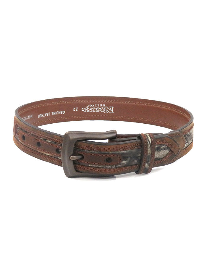 Nocona N44192222 Kids Mossy Oak Camo Leather Belt for Boys & Girls - Adjustable Brown Hunting Belt for Outdoor Adventures & Casual Wear