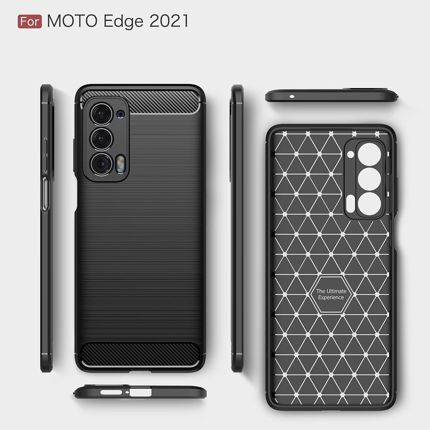Premium Shockproof Carbon Fiber Case for Motorola Edge 2021 | Slim Protective Cover with Anti-Slip Texture | Perfect for Everyday Use, Travel & Outdoor Activities (Black)