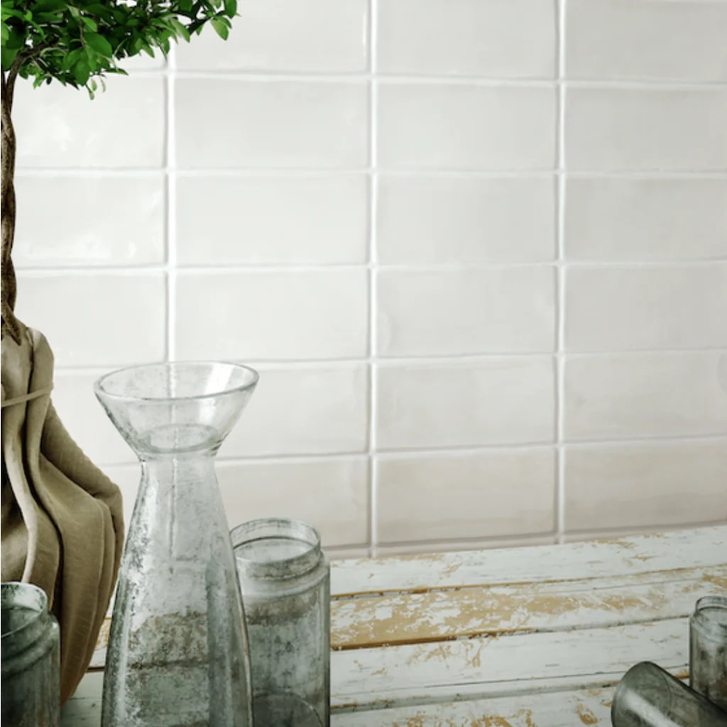 Handmade Bone 3x6 Ceramic Wall Tiles - Natural Stone Look for Bathroom, Kitchen Backsplash & Fireplace Decor
