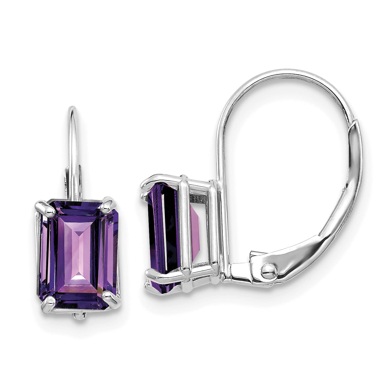 14K Solid White Gold Purple Amethyst Drop Dangle Earrings - February Birthstone Jewelry for Women - Elegant Gemstone Earrings for Valentine's Day, Anniversary & Special Occasions
