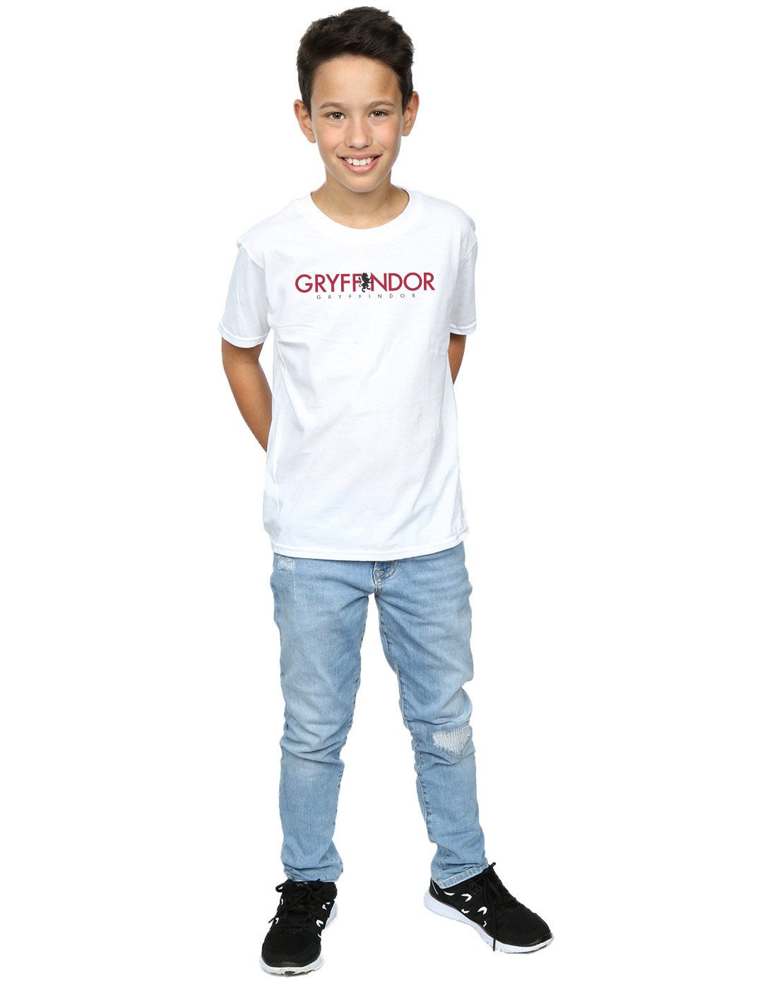 Harry Potter Gryffindor Boys T-Shirt for Kids 9-11 Years - Soft Cotton White Hogwarts House Apparel for School, Cosplay & Halloween