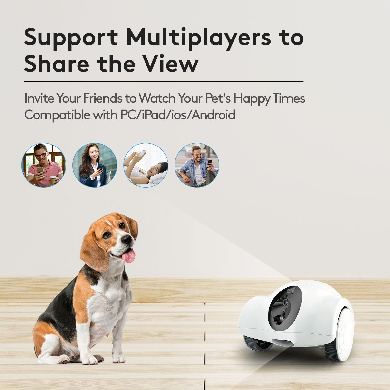 Smart Pet Camera with Phone App - 1080P HD Dog Robot Camera with 360° Rotation, 2-Way Audio & Treat Dispenser - 15-Day Standby for Dogs & Cats - 2.4G WiFi Pet Monitor (Ideal for Home, Office & Travel Pet Care)