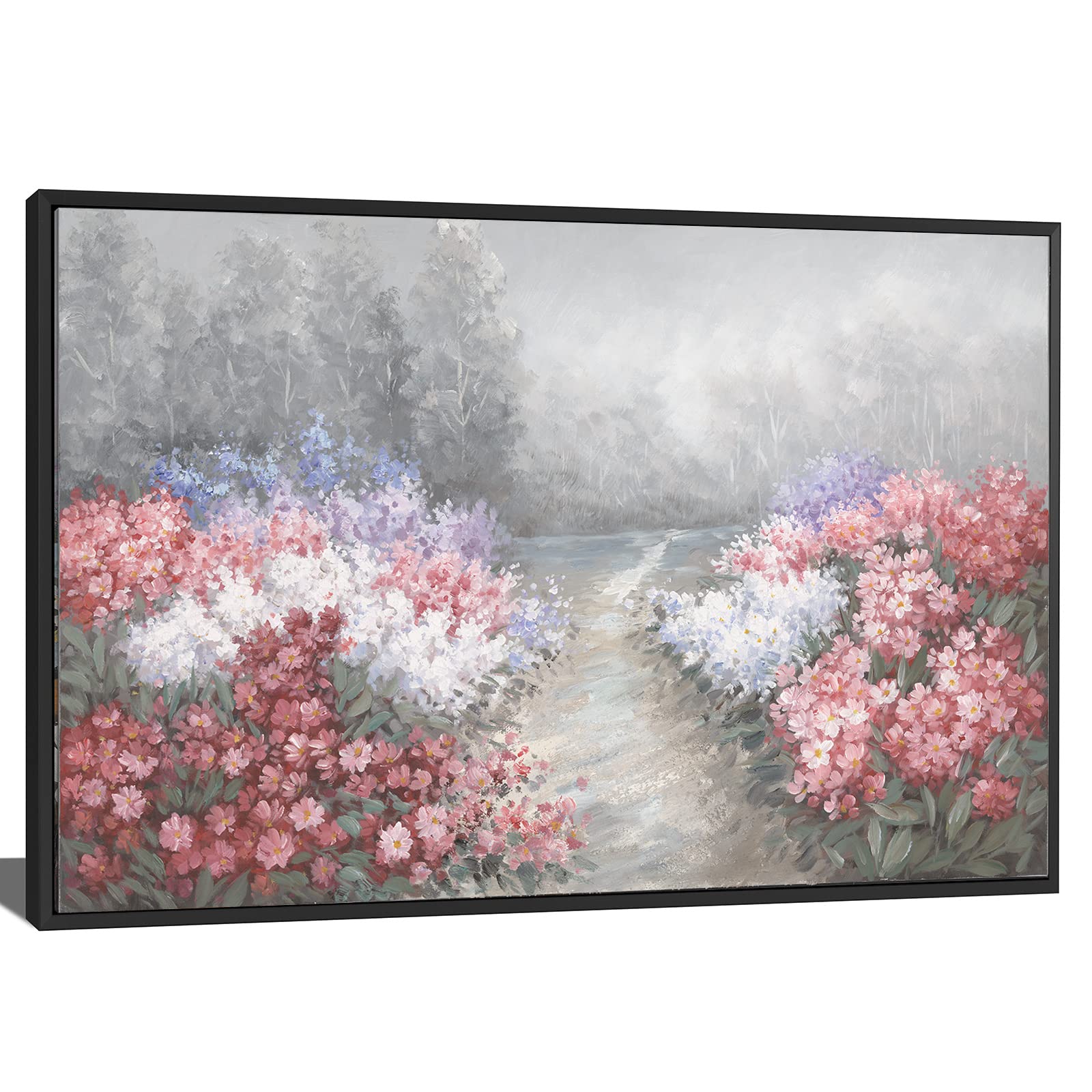 CHJOIIDE Modern Abstract Floral Canvas Wall Art - Blooming Garden Oil Painting, 20x40 Inch Framed Home Decor for Living Room, Bedroom & Office | Vintage Style Colorful Flowers Artwork for Wall Decoration