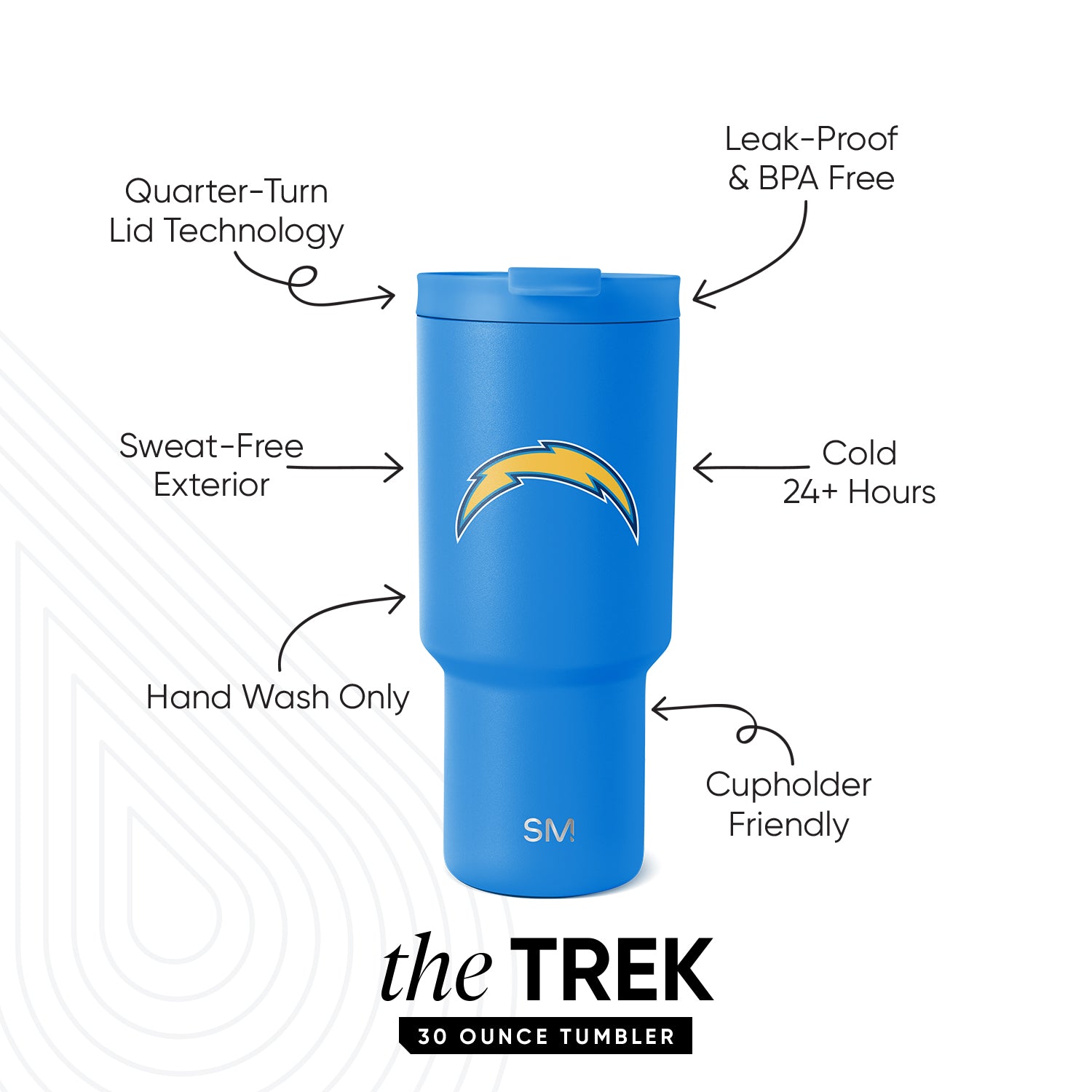 NFL Trek Tumbler 20oz Insulated Stainless Steel Water Bottle with Lid - Leak Proof Travel Mug for Coffee & Tea - Perfect for Football Games, Camping & Outdoor Activities