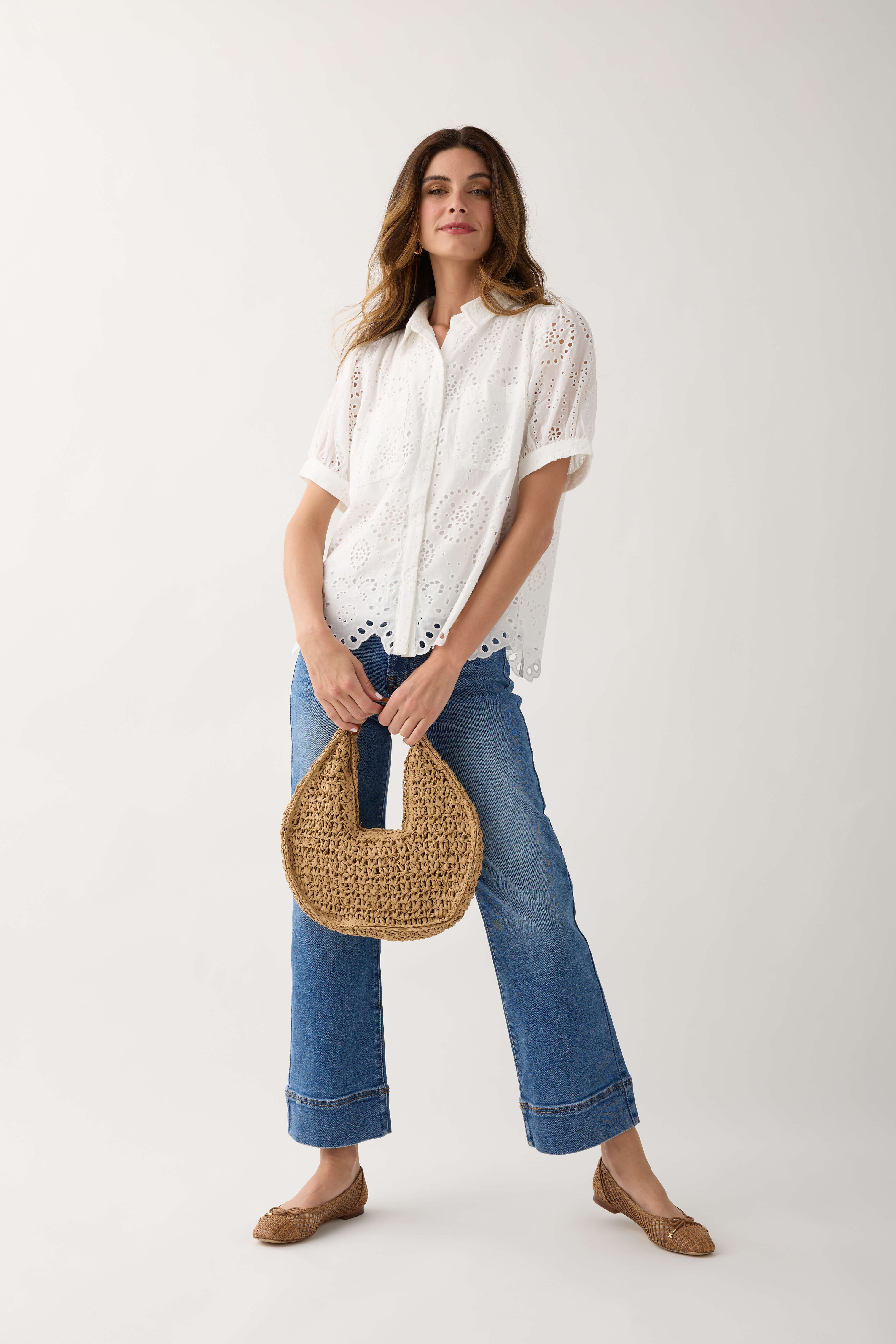Risen Waverly Wide Hem Ankle Jeans for Women - High Waist Stretch Denim Pants - Comfortable Skinny Jeans for Casual Wear, Office, and Night Out
