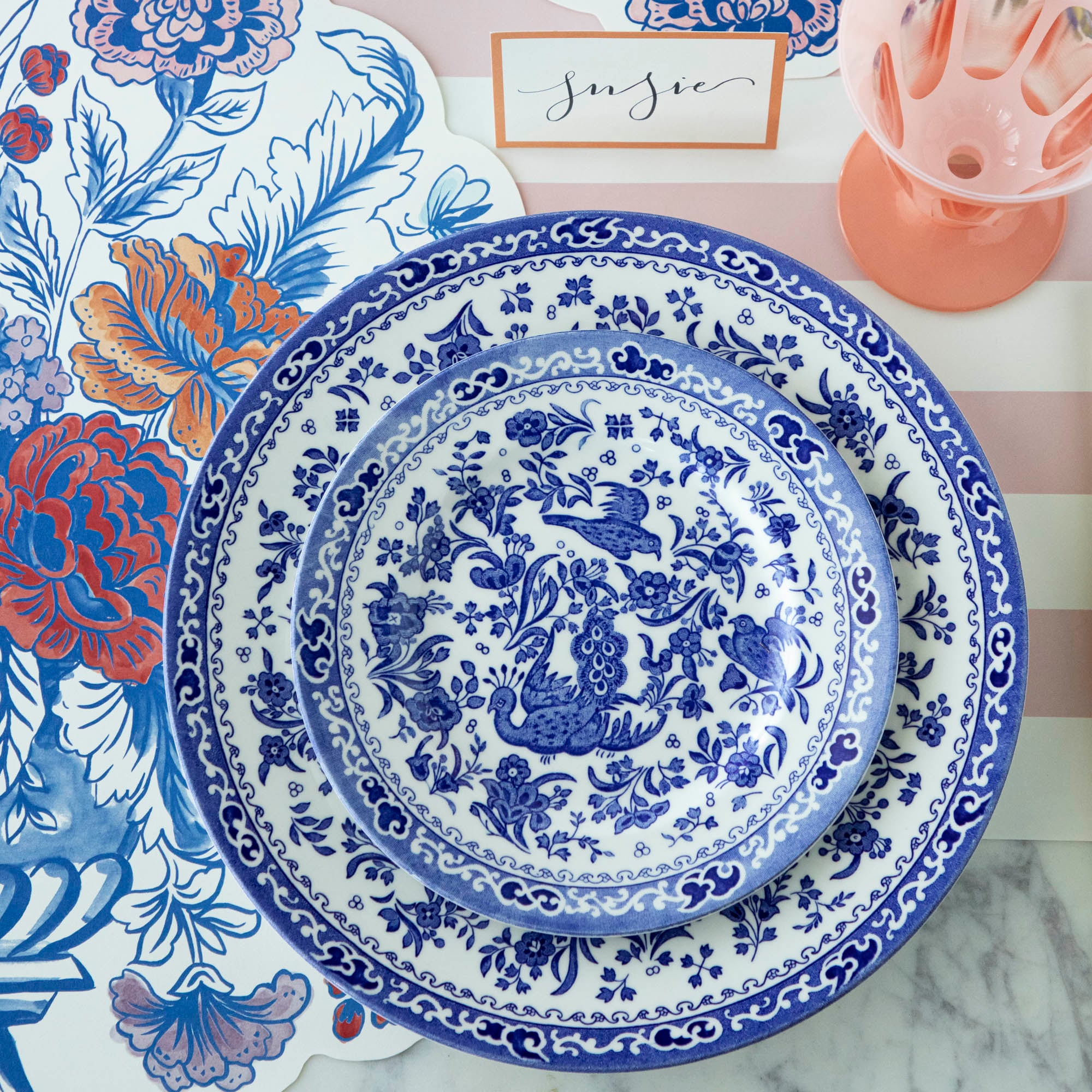 Burleigh Blue Regal Peacock Dinnerware Set - Elegant English Bone China Plates & Bowls - Perfect for Formal Dining, Tea Parties & Special Occasions