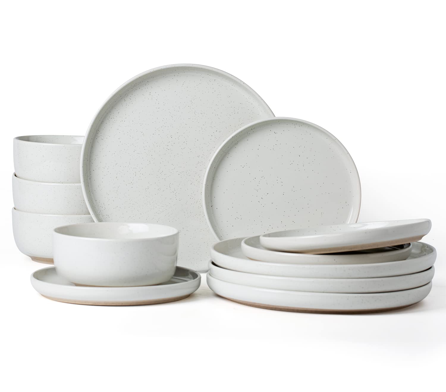 Famiware Milkyway 12-Piece Dinnerware Set - Plates & Bowls for 4 People, White Porcelain Tableware - Perfect for Family Dinners, Parties & Everyday Use