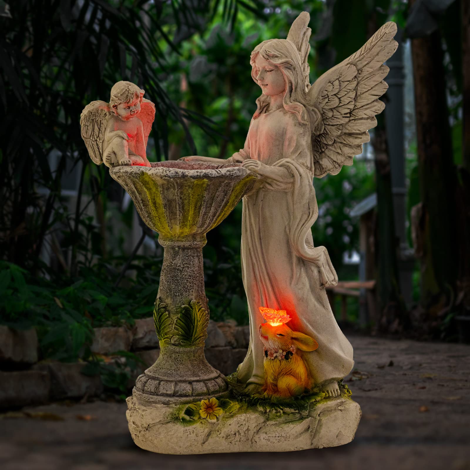 Solar-Powered Angel Garden Statues with Color Changing LED Lights - Weatherproof Resin Outdoor Decor for Patio, Lawn & Yard - Perfect for Garden, Pathway & Landscape Lighting at Night