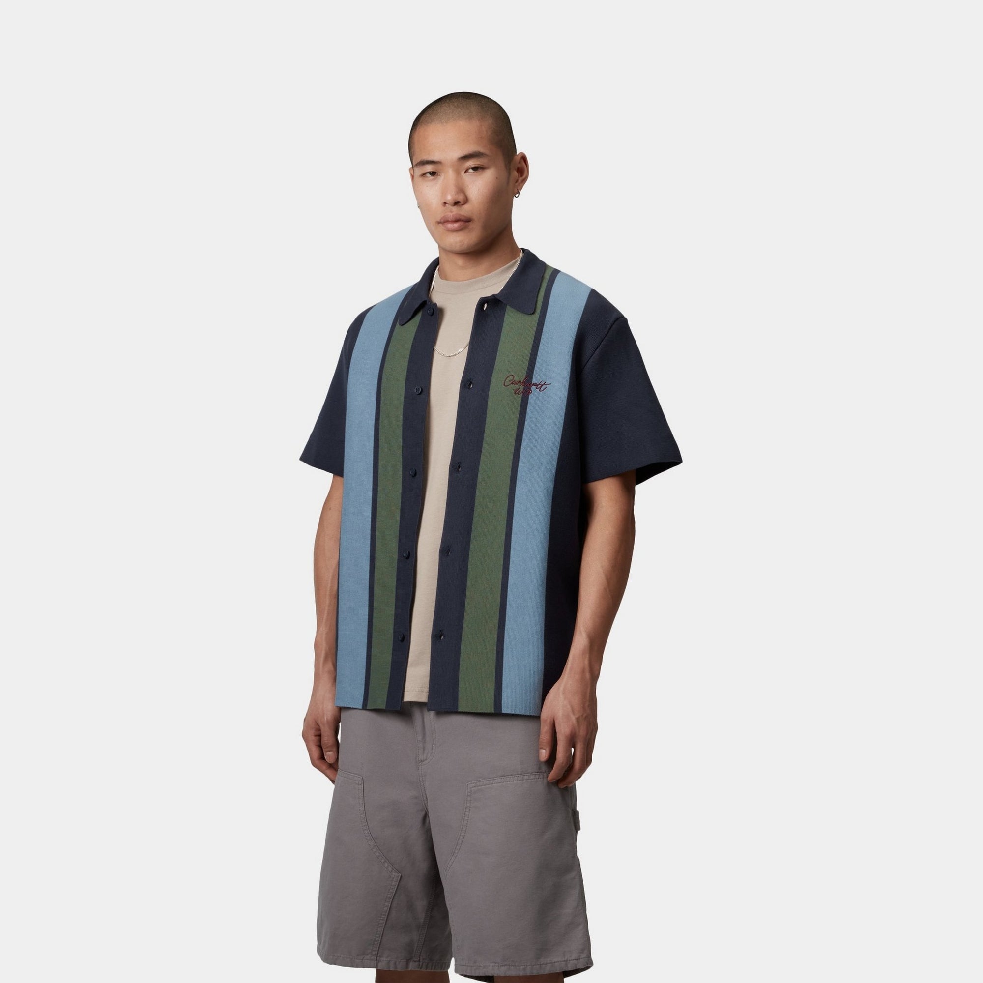 Memory Knit Shirt for Men | Soft & Comfortable Ink Percy Stripe Casual Top | Perfect for Office, Travel & Everyday Wear
