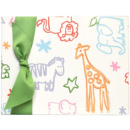 Tessera Baby Memory Book - Modern Gender-Neutral Baby Keepsake Album with Soft Baby Animal Cloth & Kiwi Ribbon | Perfect for Newborn Milestones, First Year Memories & Baby Shower Gifts