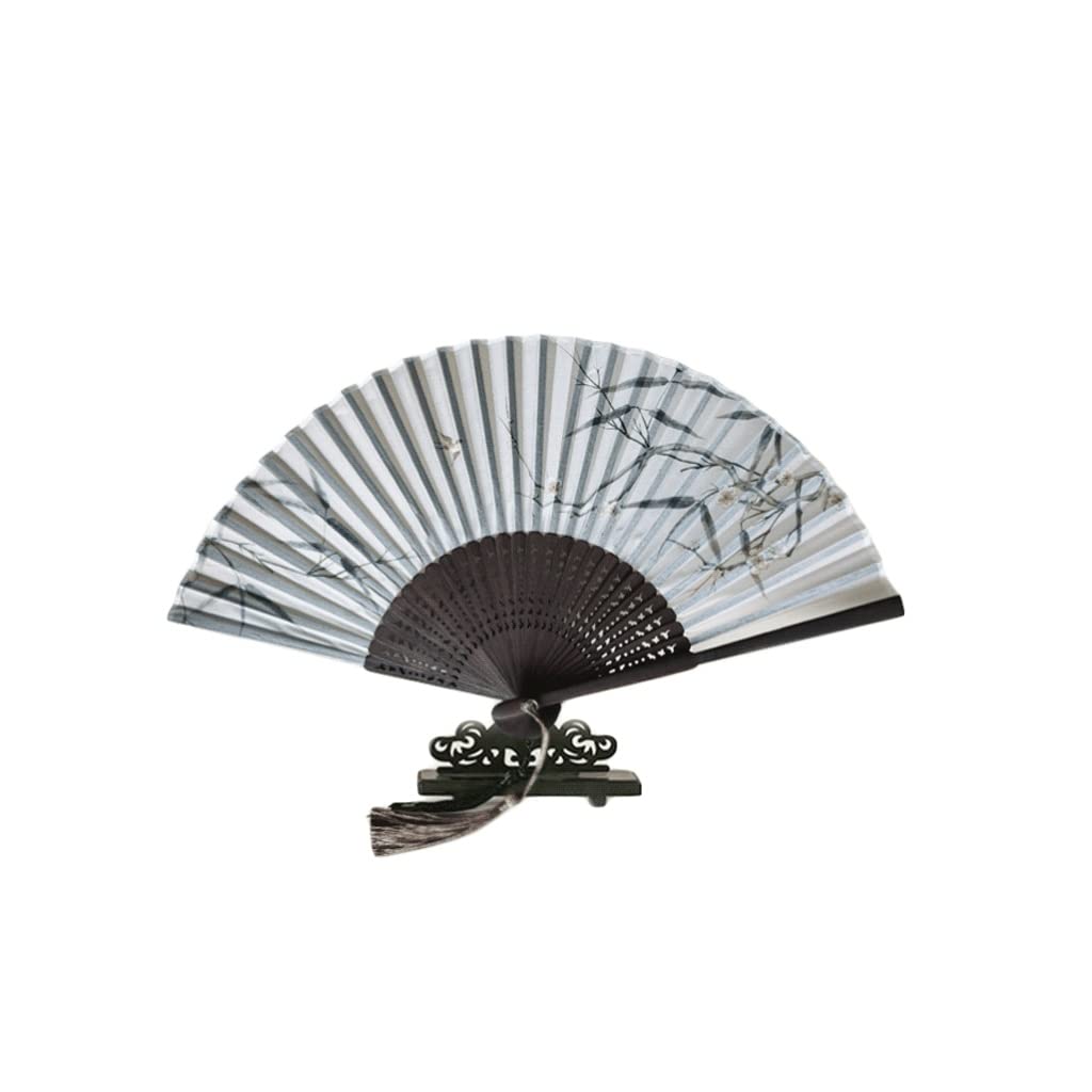 BAIHOGI Vintage Chinese Style Folding Hand Fan - Elegant Hollowed Bamboo Hand Fan with Floral Pattern & Tassel, Perfect for Women, Weddings, Parties & Home Decor (Brown)