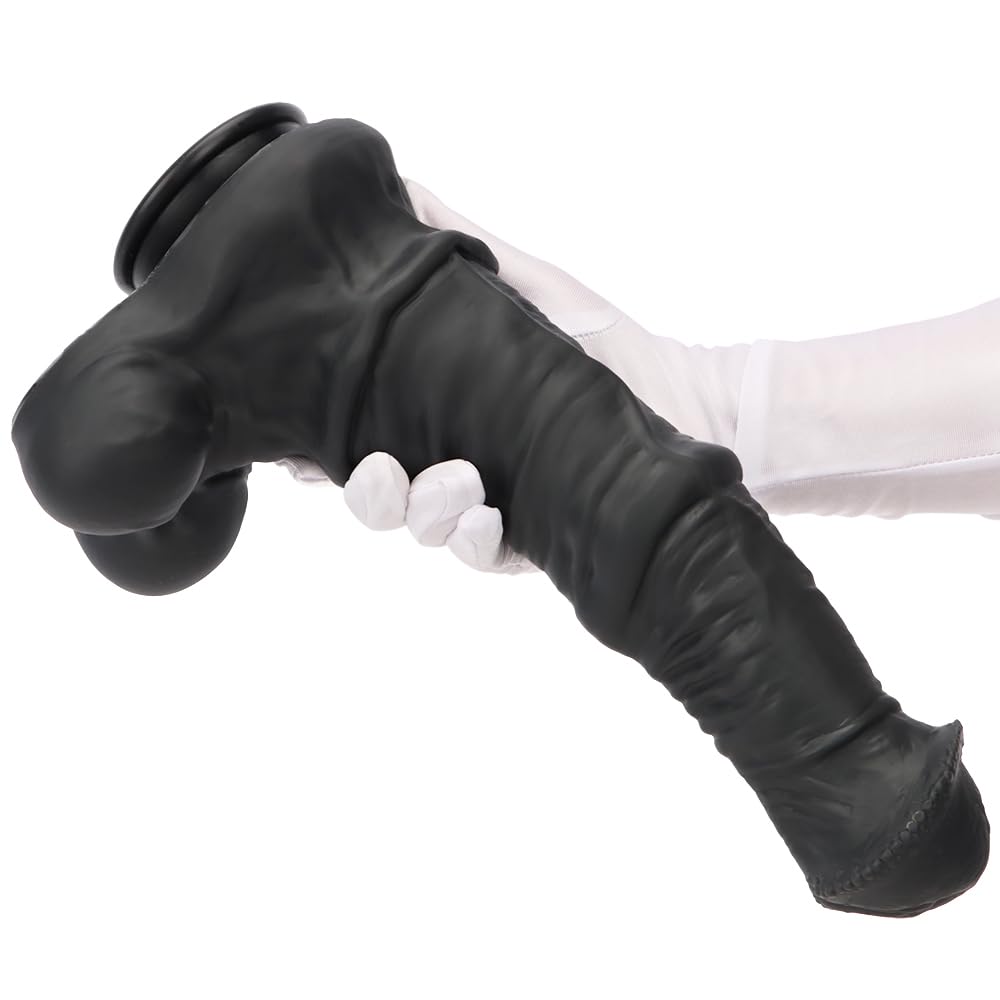 XXXL Black Realistic Silicone Horse Dildo - Extra Large Animal Penis Toy for Anal, Vaginal & Prostate Stimulation | G-Spot & SM Play | Adult Sex Toy for Men, Women & Couples (Black-XXL) - Perfect for Roleplay, BDSM & Solo Play