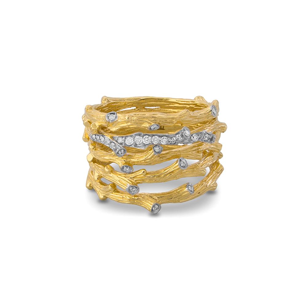 Enchanted Forest Multi Row Diamond Ring for Women - Elegant Stackable Wedding Band, Anniversary Gift, Engagement Jewelry - Perfect for Special Occasions & Everyday Wear