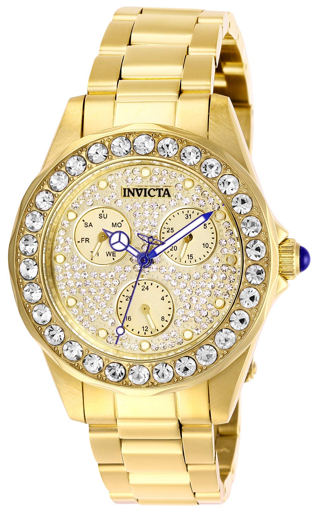 Invicta Angel Gold Quartz Watch for Women - Elegant Stainless Steel Strap, Perfect for Work & Evening Events