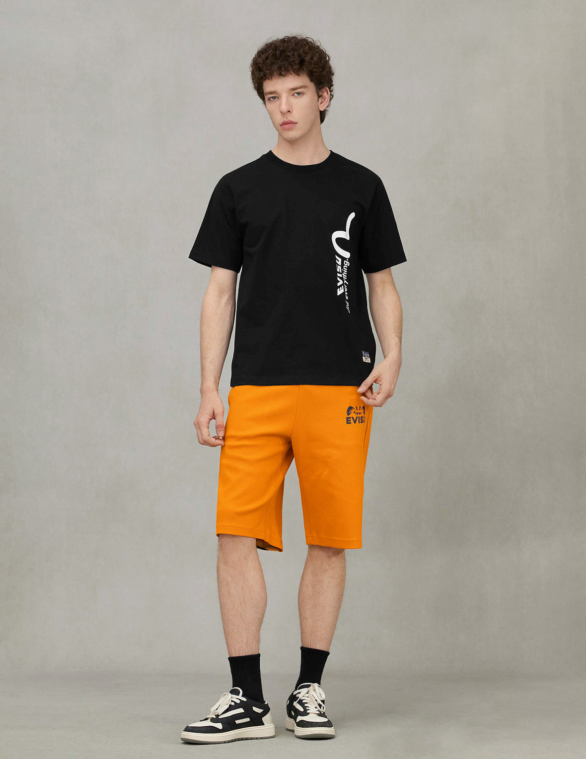 EVISU x Godhead Daicock Print Regular Fit Sweatshorts - Men's Casual Athletic Shorts for Gym, Running & Summer Streetwear