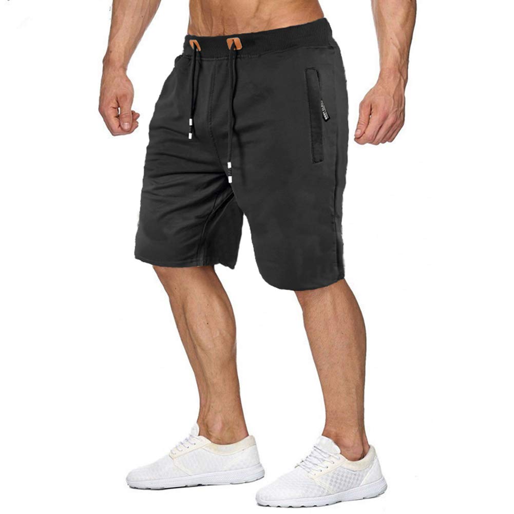 Mens Cotton Workout Shorts with Drawstring & Zipper Pocket - Breathable Running Gym Shorts for Men | Perfect for Jogging, Training & Casual Wear