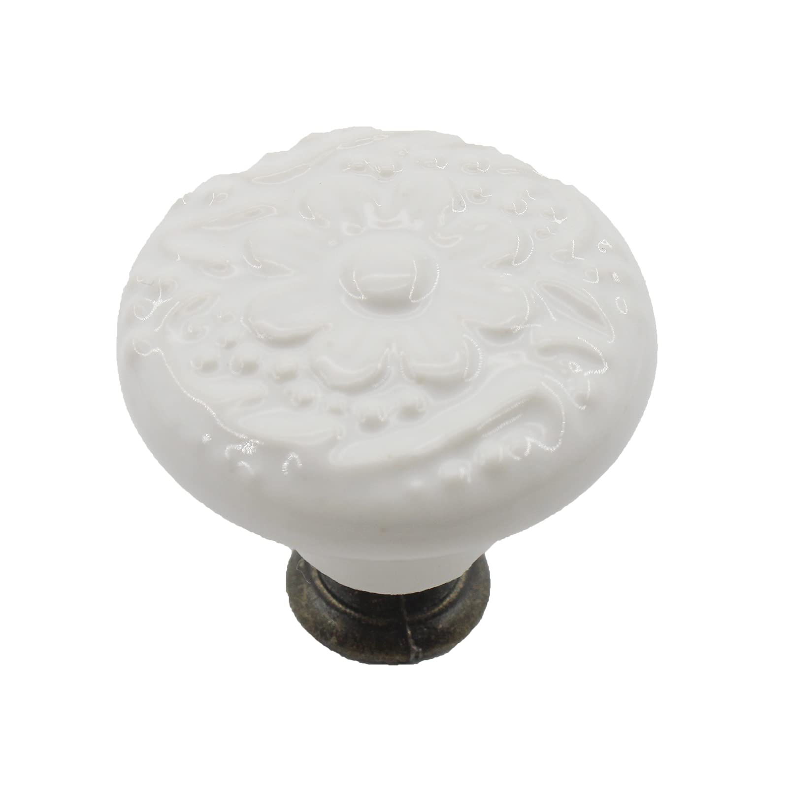 10 Pack White Ceramic Knobs - Decorative Cabinet & Drawer Pull Handles for Furniture, Cupboard, Closet, Dresser, Bookcase & Shelves - Includes Mounting Screws - Perfect for Home Renovation & DIY Projects