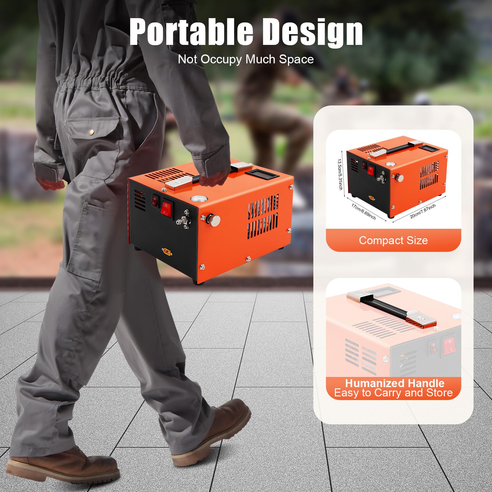 High Pressure PCP Air Compressor 30MPA 4500PSI Electric Airgun Pump with Built-in Transformer & Fan Cooling - 110V Portable Air Compressor for Hunting, Paintball & Airsoft (Orange)