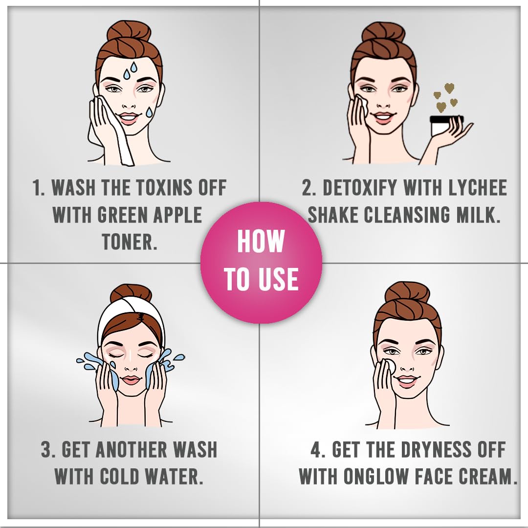 OnGlow Facial Foam with Coconut Oil & Aloe Vera - Exfoliating Cleanser for Dry Skin, Removes Dead Skin & Impurities for Glowing Skin (100ml) - Perfect for Daily Skincare Routine & Post-Makeup Cleansing