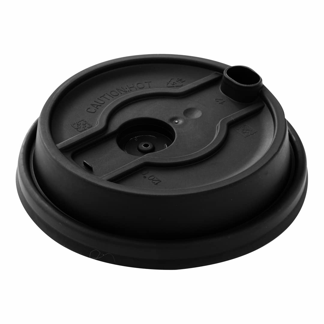Restpresso Disposable Double Plug Paper Cup Lids for 8, 12, 16 & 20-OZ Coffee Cups - 500 Pack Black Plastic Lids with Straw Slot (Cups Sold Separately) - Perfect for Coffee Shops, Cafes & Takeout Restaurants
