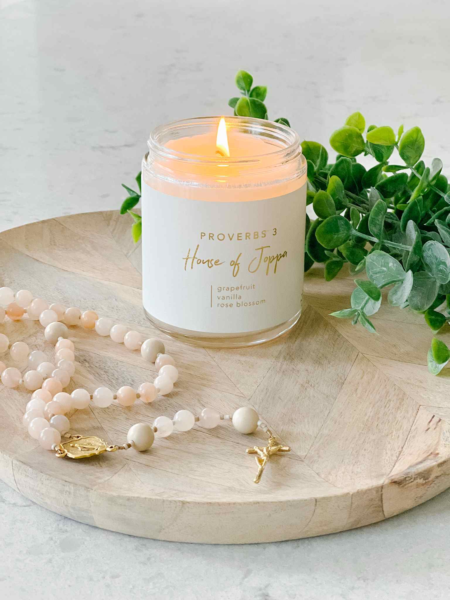 Proverbs 3 Scented Candle - Grapefruit Vanilla Rose Aromatherapy for Home Relaxation & Meditation