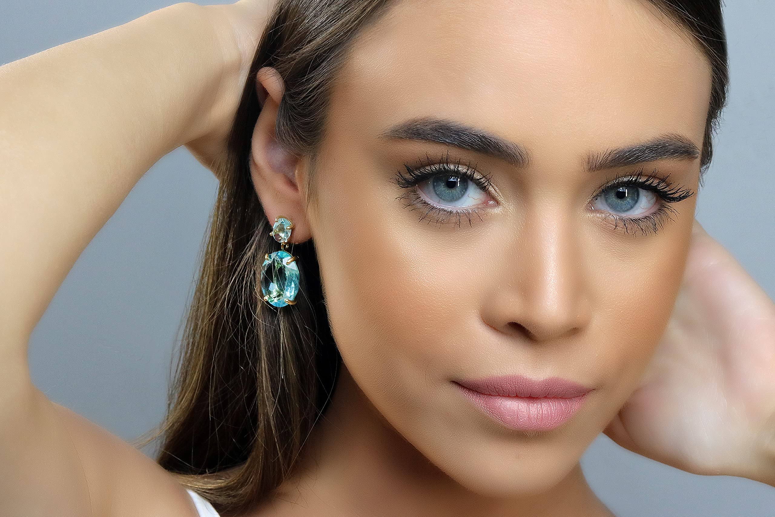 Exquisite Blue Topaz Dangle Earrings for Women - Handcrafted Sterling Silver Stud Earrings | December Birthstone Jewelry, Bridal & Party Accessories | Perfect Gift for Anniversary, Wedding & Special Occasions