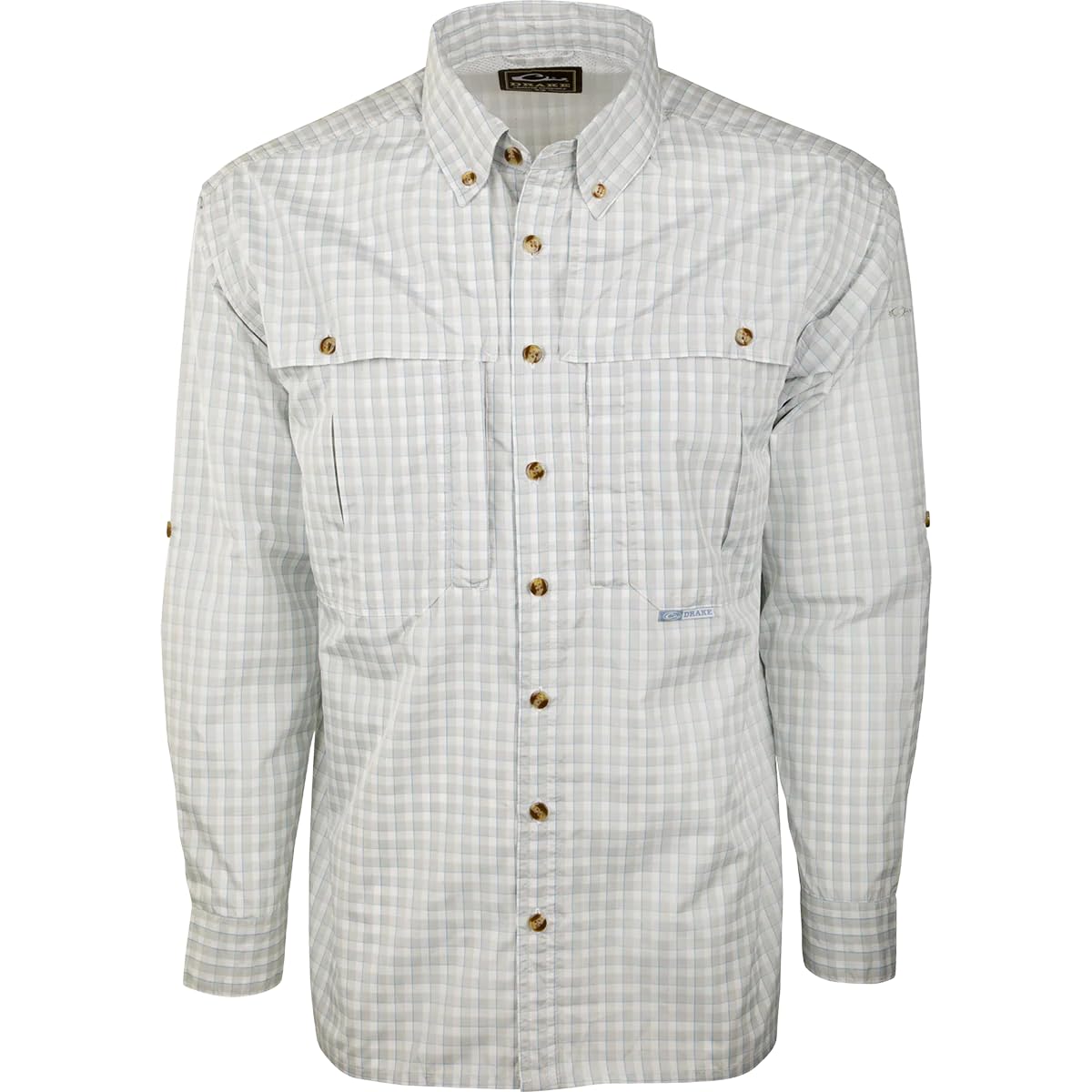Drake Waterfowl Featherlite Plaid Wingshooter's Long Sleeve Shirt for Men - Gray Plaid Hunting Shirt - Medium Size - Perfect for Upland Bird Hunting & Outdoor Adventures