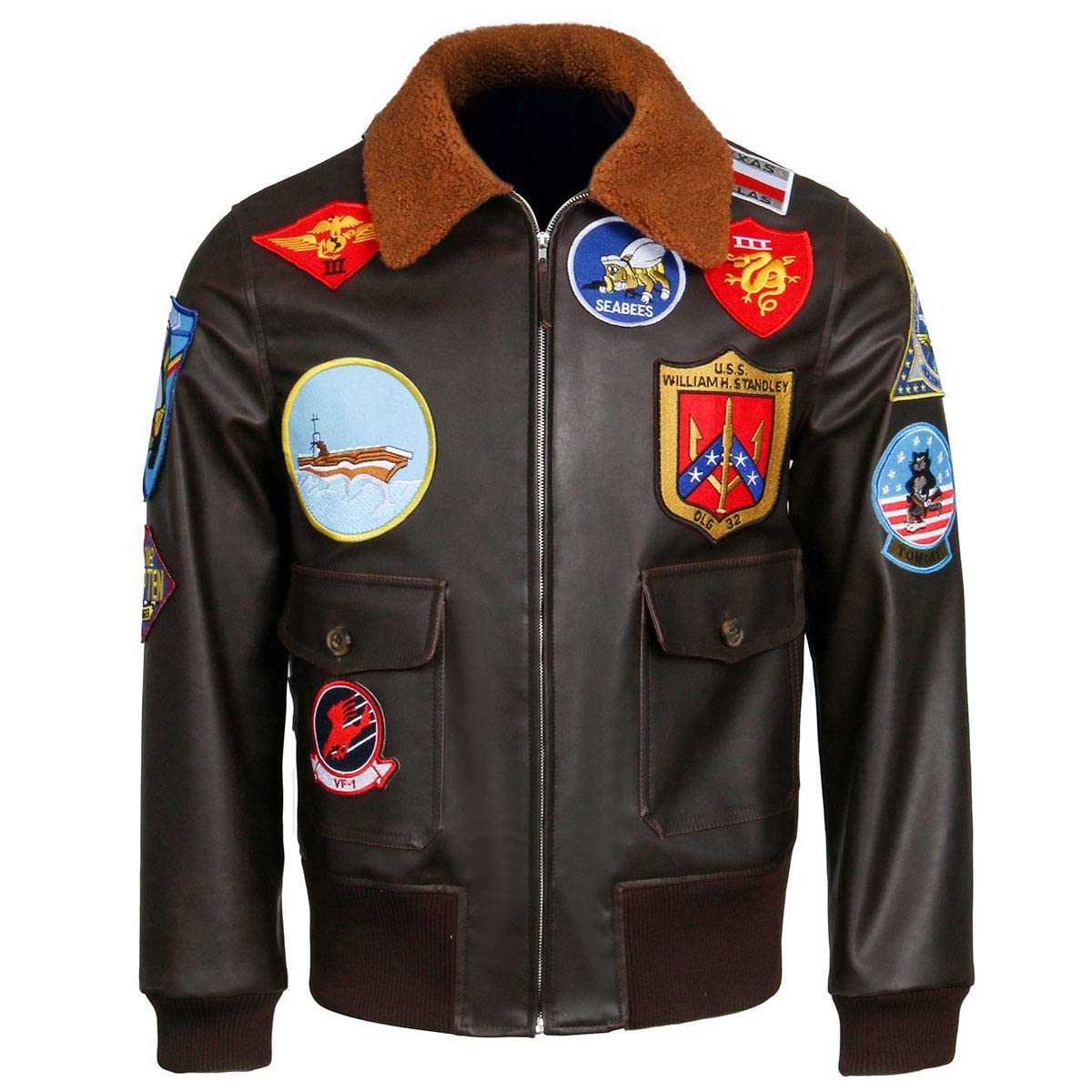 Premium Real Leather Men's G1 Bomber Flight Jacket - USAAF Aviator Pilot Style Inspired by Top Gun (Tom Cruise) - Perfect for Aviation Enthusiasts, Motorcycle Riders & Winter Fashion