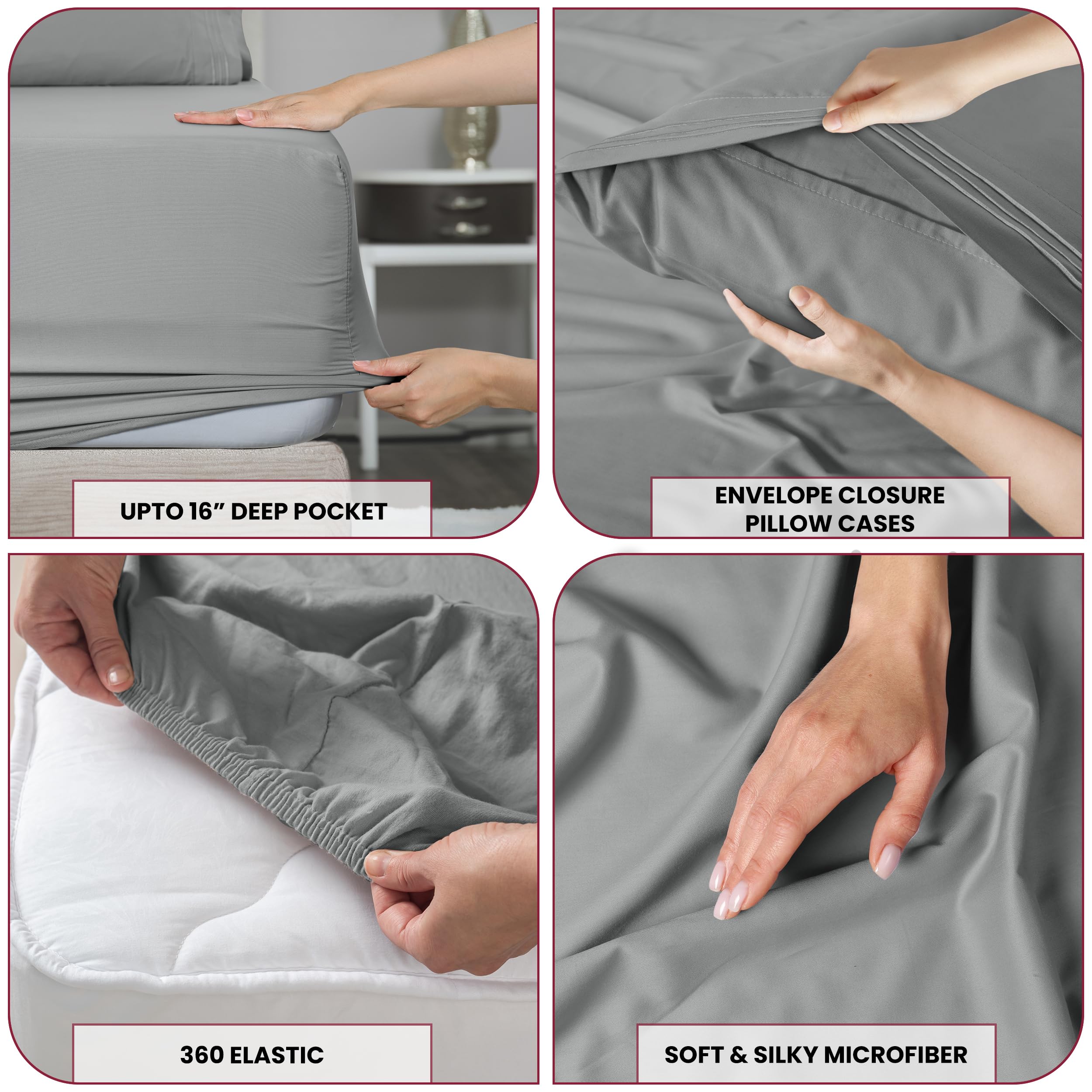 Luxury Twin XL Sheet Set - 4 Piece Brushed Microfiber Bedding with 16