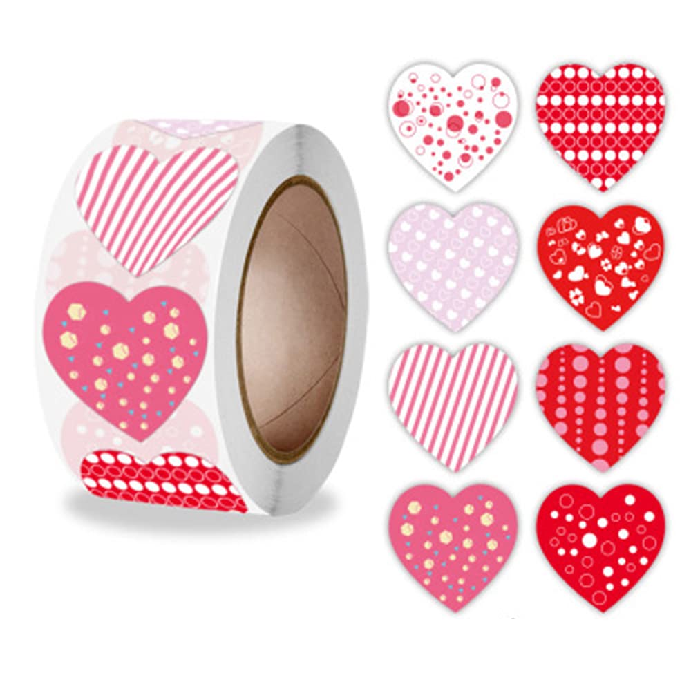 Houchu 8 Designs Heart Shape Love Stickers - Self-Adhesive Snowflake Party Decor, Gift Wrapping Tags, Valentine's Day Seals (2 Pack) - Perfect for DIY Crafts, Scrapbooking & Holiday Decorations