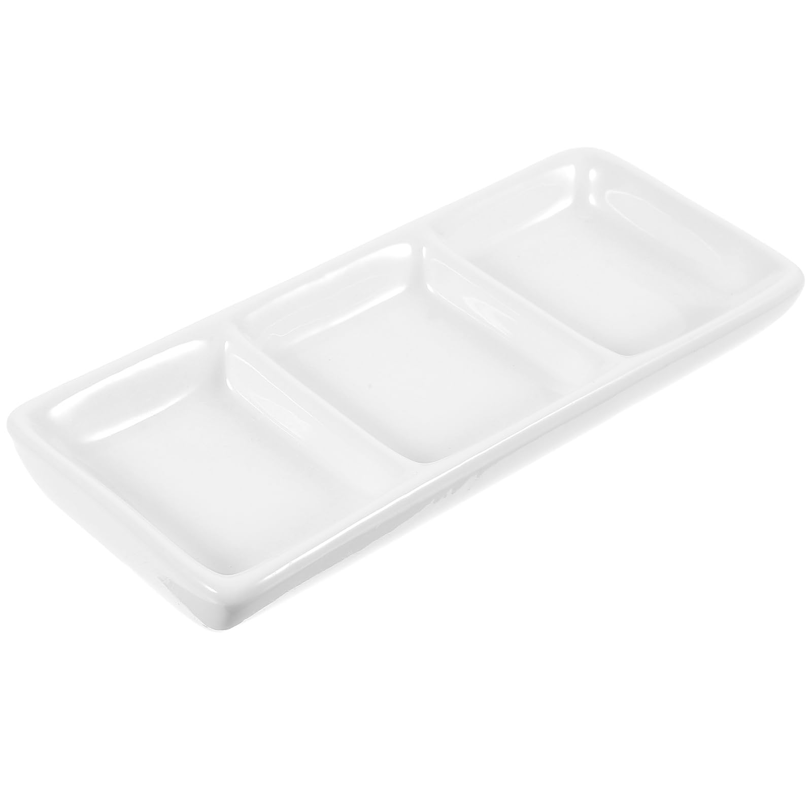 Ceramic Dipping Bowls 3-Compartment Tray for Sushi, Sauces & Candy