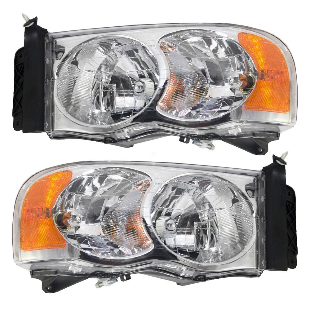 Brock Replacement Halogen Headlight Set - Driver & Passenger Side Compatible with 2002-2005 Chevy/GMC 1500 Pickup Truck | Improved Night Visibility for Safer Driving