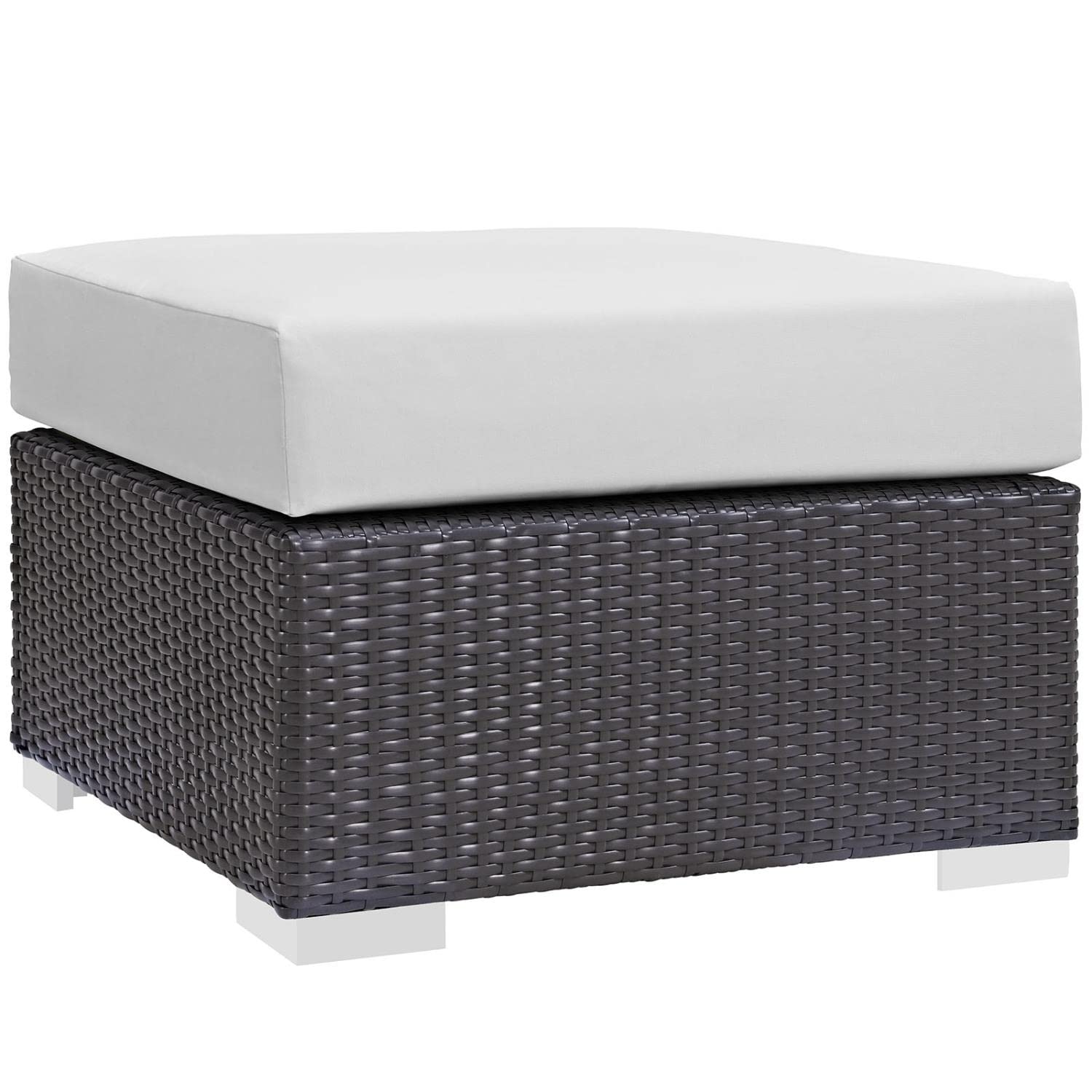 Modway Convene Collection 8-Piece Outdoor Patio Sectional Set in Espresso White - Durable Wicker Furniture for Backyard, Poolside & Garden Relaxation