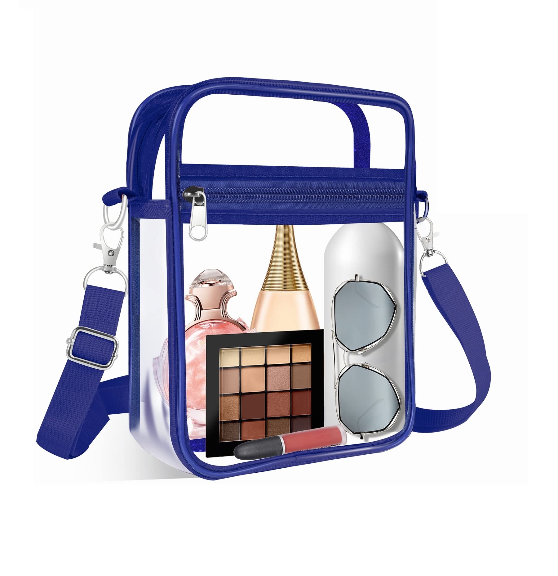 Stadium Approved Clear Crossbody Bag for Women - Adjustable Shoulder Strap with Front Pocket | Perfect for Concerts, Sports Events & Travel Security Checks