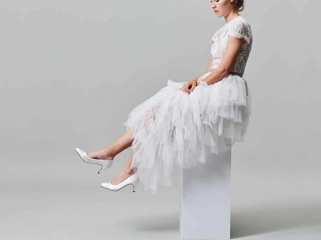 Ivory Satin Wedding Shoes by Rainbow Club - Low Heel Lexi Style (Size 4) | Perfect for Bridal Ceremonies, Photoshoots & Special Occasions