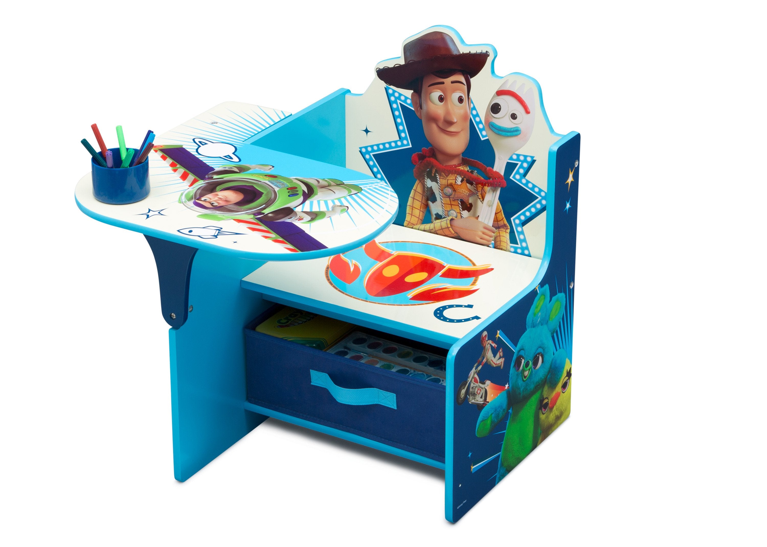 Delta Children Toy Story 4 Kids Chair with Desk and Storage Bin - Fun Study & Play Furniture for Bedroom, Playroom or Classroom