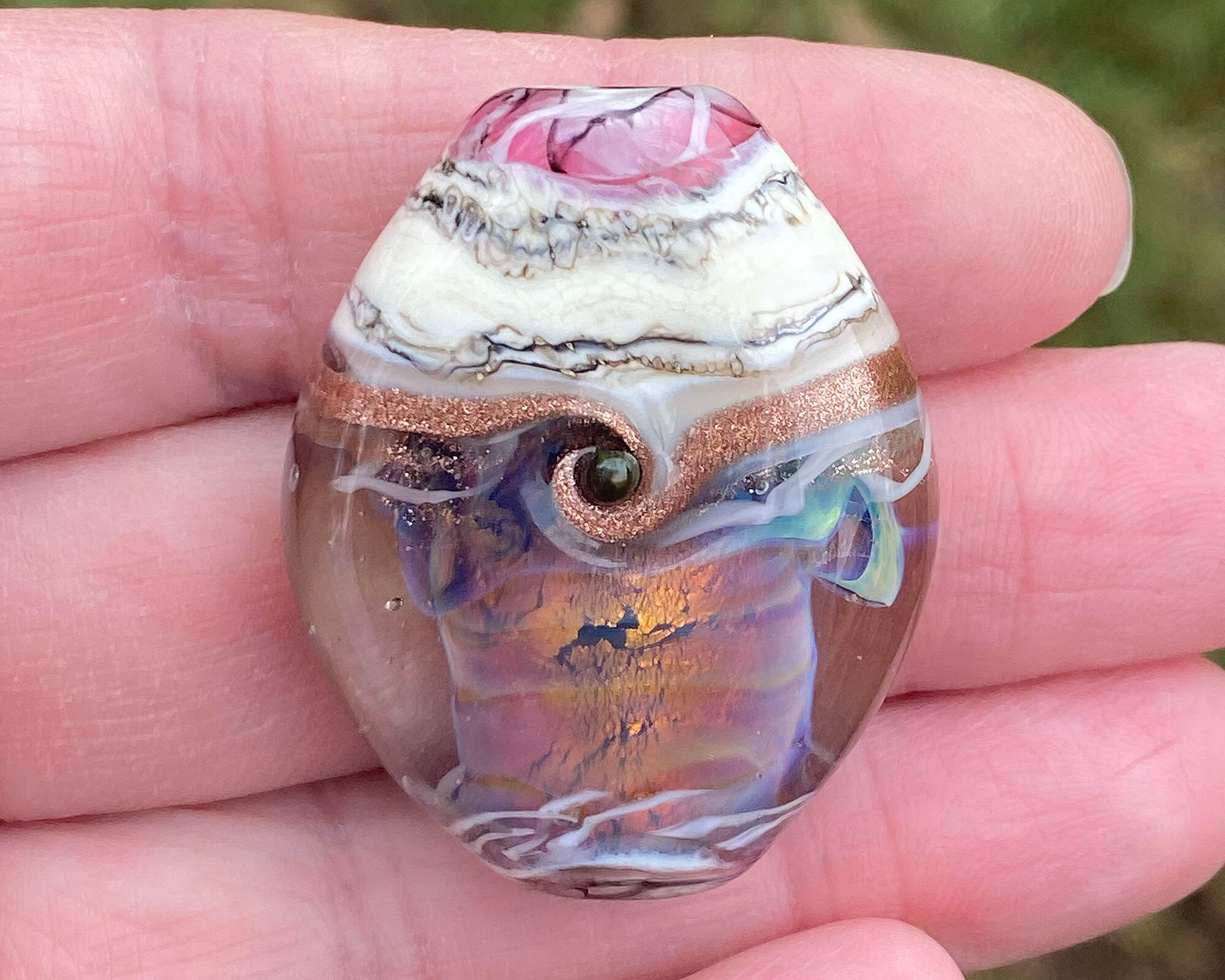 Handmade Rose Fire Opal Lampwork Glass Focal Bead - SRA Certified for Jewelry Making, DIY Crafts & Home Decor