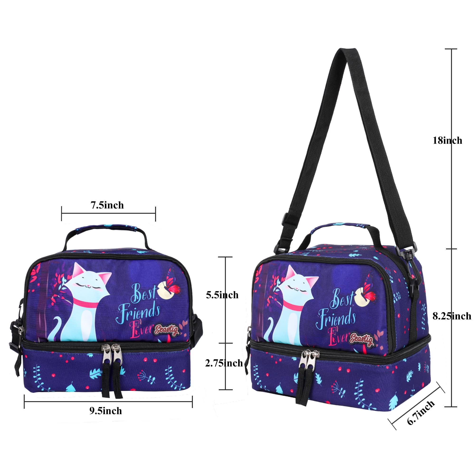 Seastig 18in Rolling Backpack for Kids - Double Handle Wheeled Backpack with Lunch Bag Set | School, Travel & Daily Use for Boys & Girls