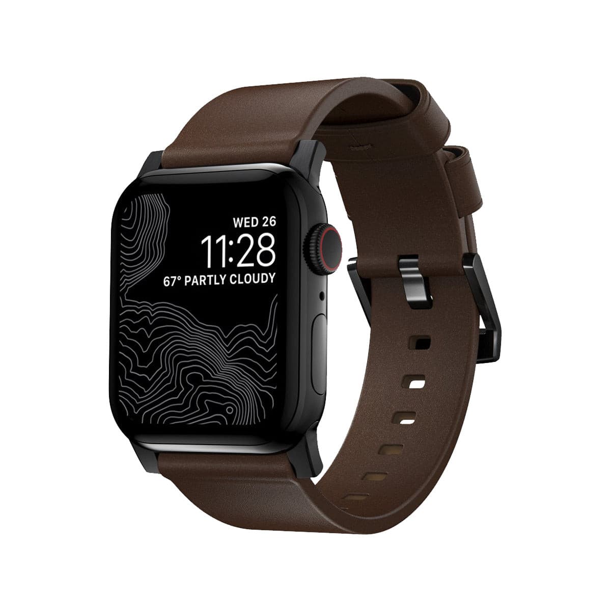 NOMAD Modern Leather Band for Apple Watch 45mm & 49mm - Genuine Brown Leather with Black Hardware | Perfect for Business, Casual & Everyday Wear
