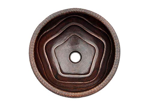 Premium Matte Copper Round Bathroom Sink - Deep Star Design | Vintage Style Vessel Sink for Modern & Farmhouse Bathrooms | Perfect for Guest Baths, Powder Rooms & Luxury Home Decor