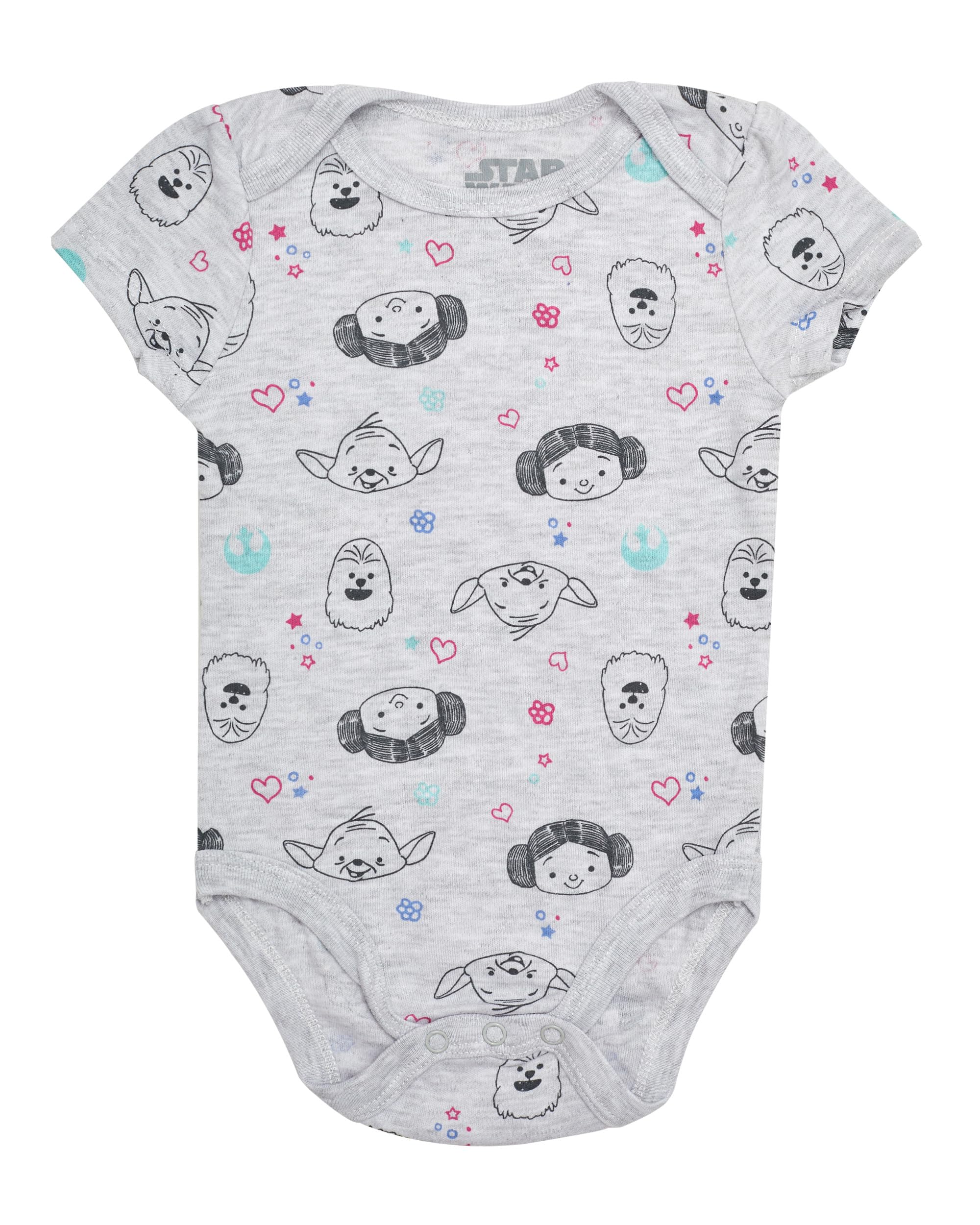 Star Wars Baby Girls Bodysuits 5-Pack - Cute Princess Leia, R2-D2 & Yoda Onesies | Soft Cotton Infant Bodysuits for Newborns & Toddlers | Perfect for Disney Themed Parties, Cosplay & Everyday Wear