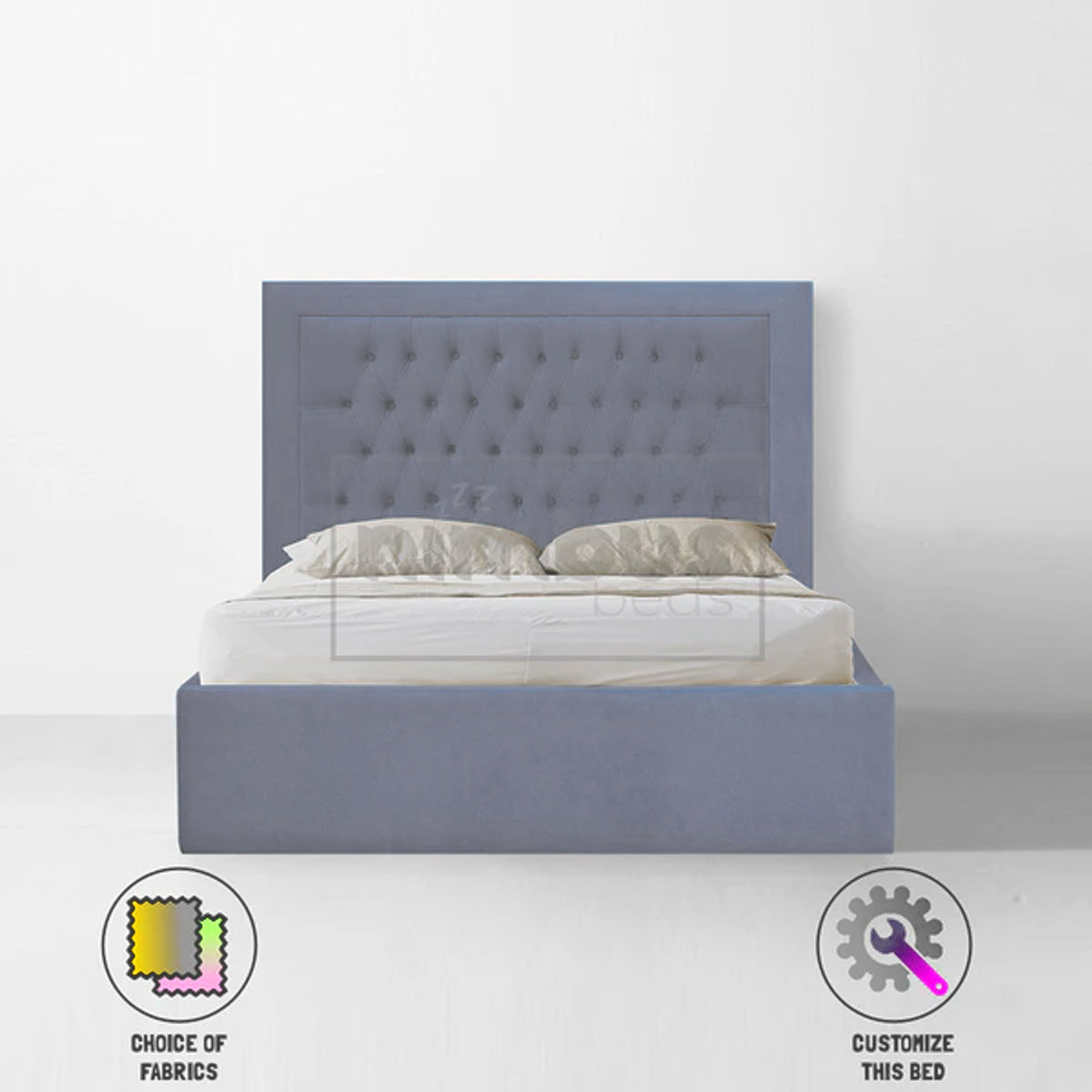 Chesterfield Bumper Bed Frame - Queen Size Upholstered Platform Bed with Tufted Headboard for Bedroom | Perfect for Modern, Classic & Luxury Home Decor