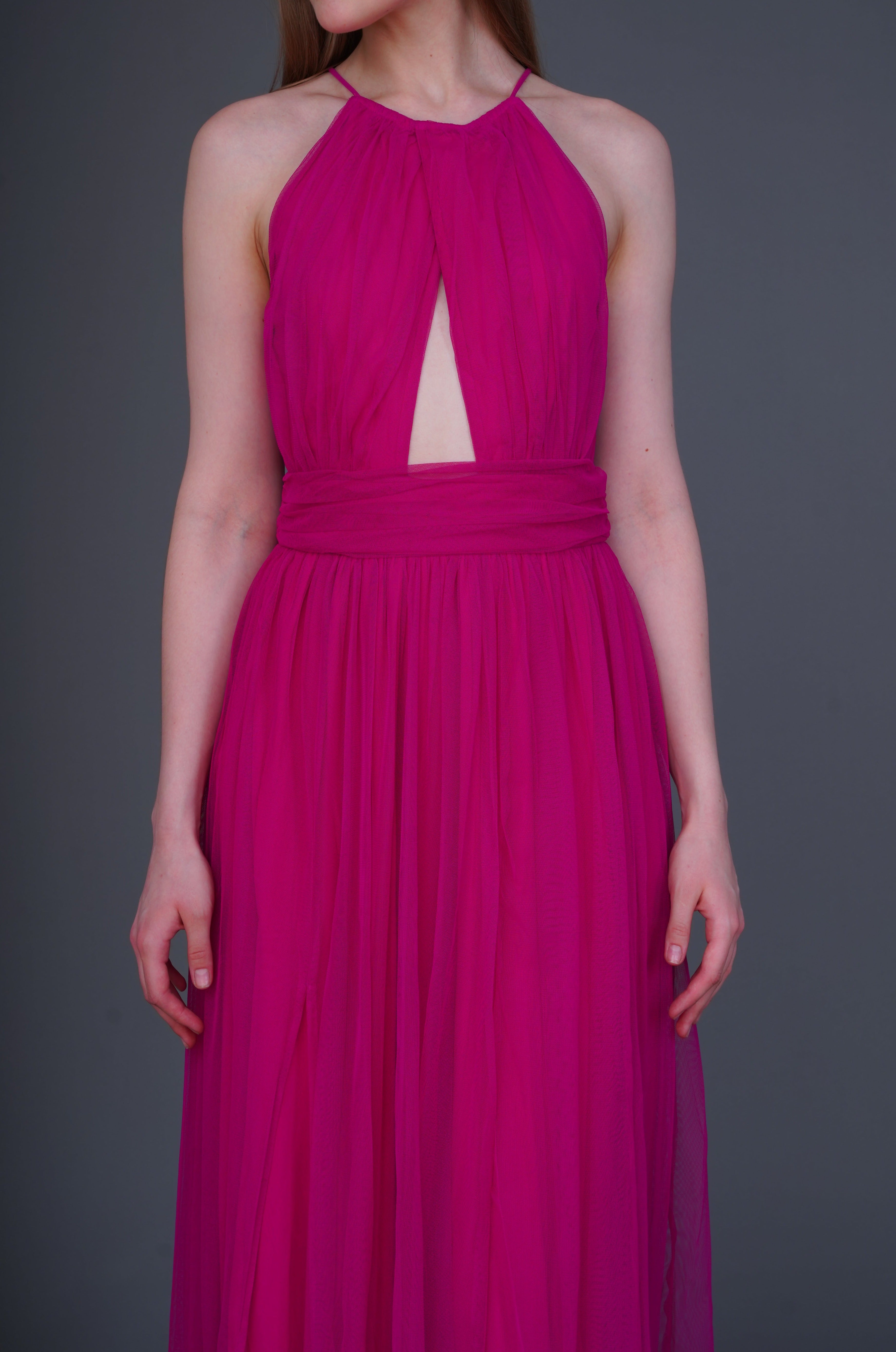 Alicia Women's Bright Pink Maxi Dress - Elegant Long Flowy Summer Dress for Beach, Wedding & Party Occasions