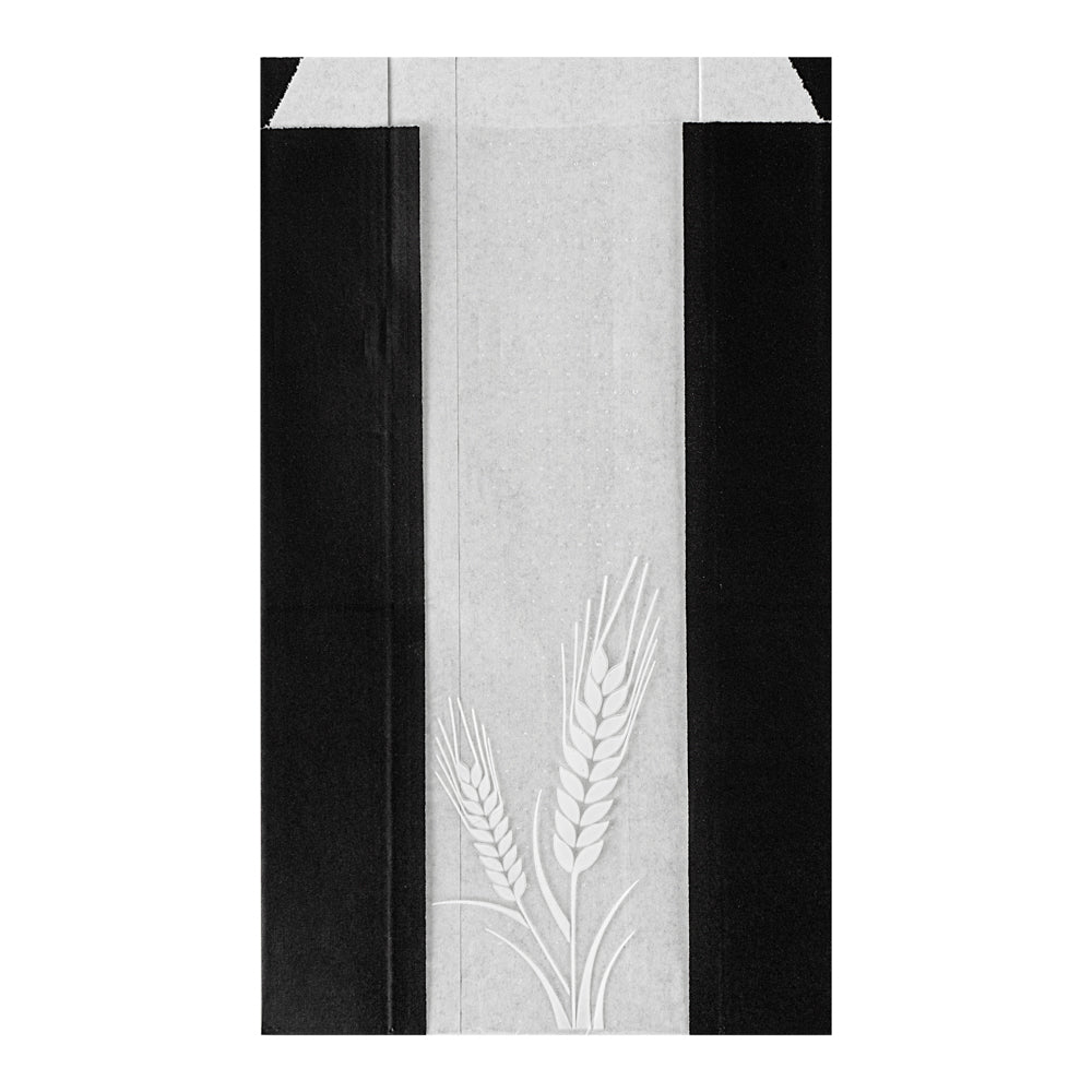 Eco-Friendly Black Paper Bread Bags - Micro Perforated, Greaseproof, Wheat Pattern (6x2.75x10 Inches) - 100 Count Box - Perfect for Bakery, Sandwich Shop & Food Packaging