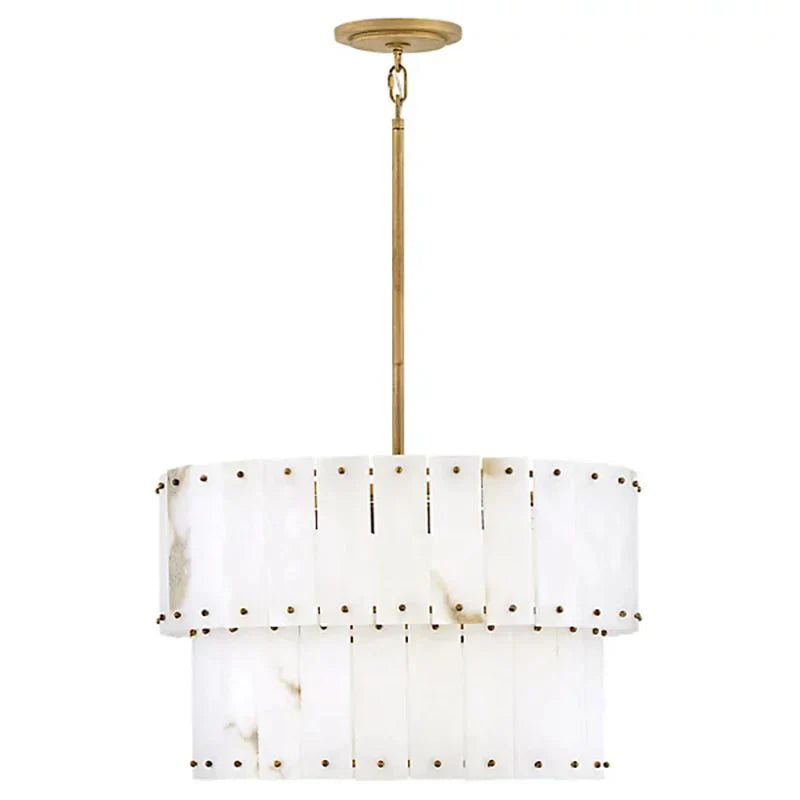Alabaster Rancho 2-Tier Round Chandelier - Elegant Modern Ceiling Light Fixture for Dining Room, Living Room & Bedroom Lighting