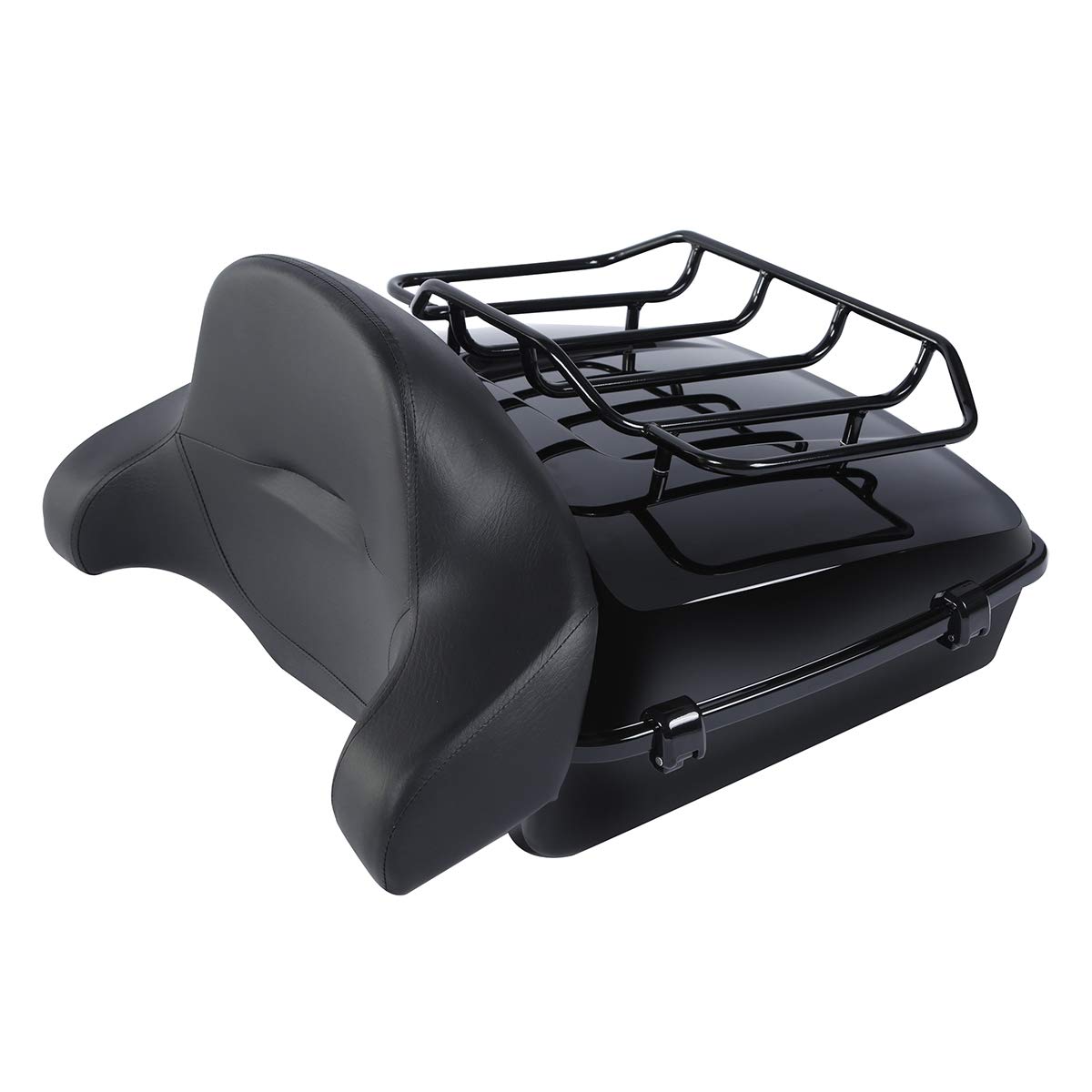 Harley Touring Chopped Trunk Luggage Rack with Wrap-Around Backrest - Compatible with Road King & Street Glide (2014-2023) - Perfect for Long-Distance Rides & Two-Up Motorcycle Travel